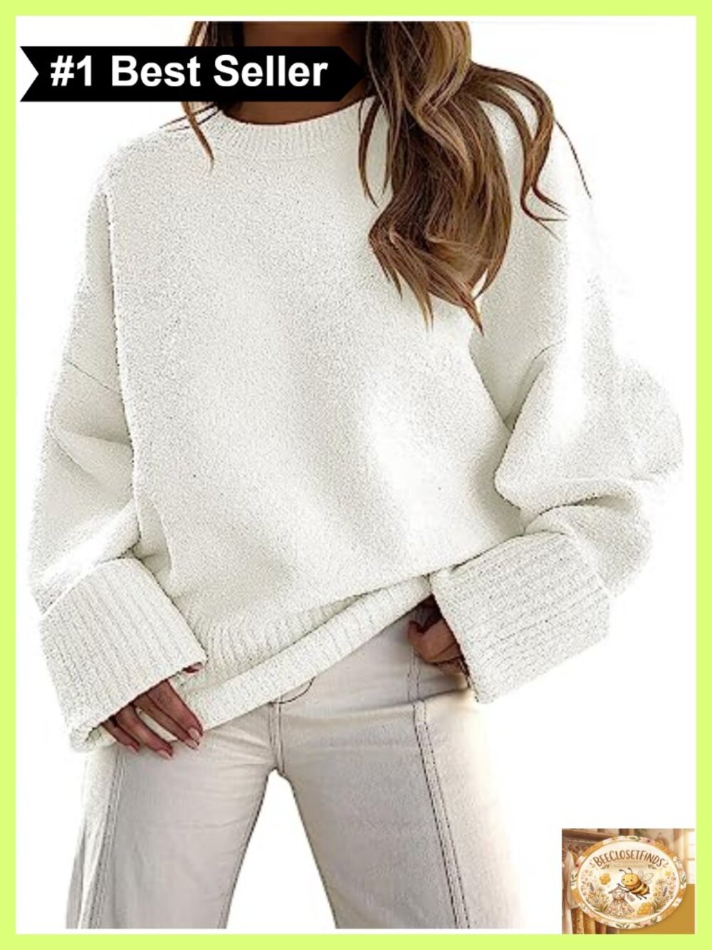 Oversized Fuzzy Knit Crewneck Pullover Sweater Long Sleeve Cozy Fall Winter